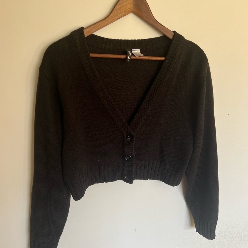 Women's Black Cropped Cardigan